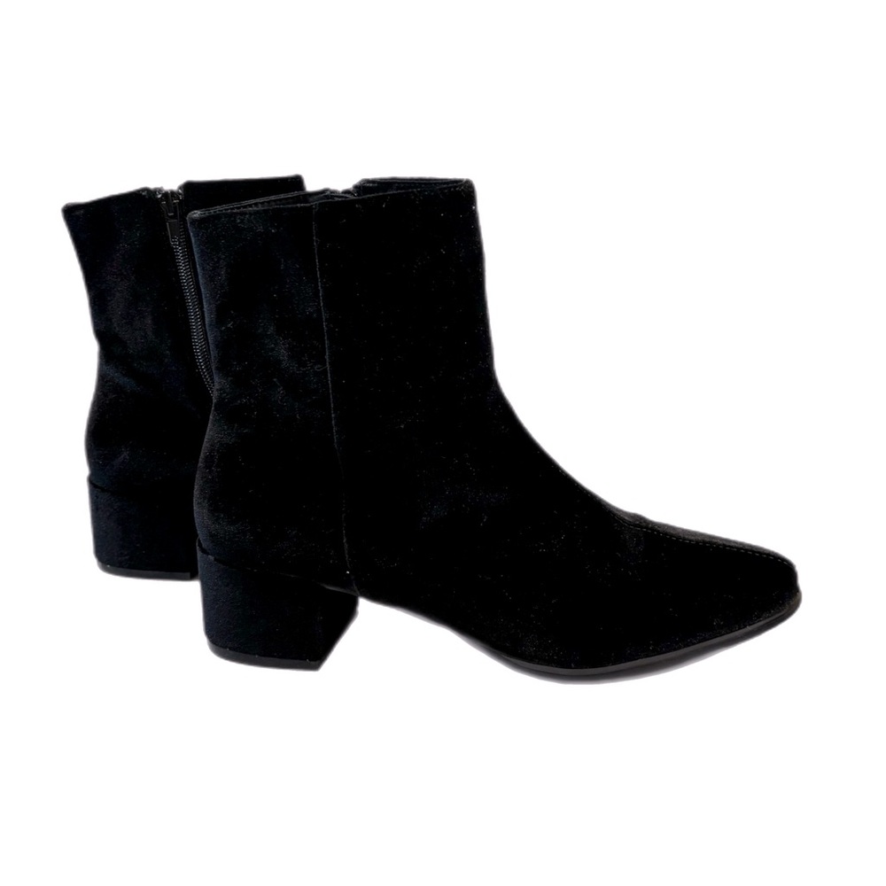 Black velvet ankle boots